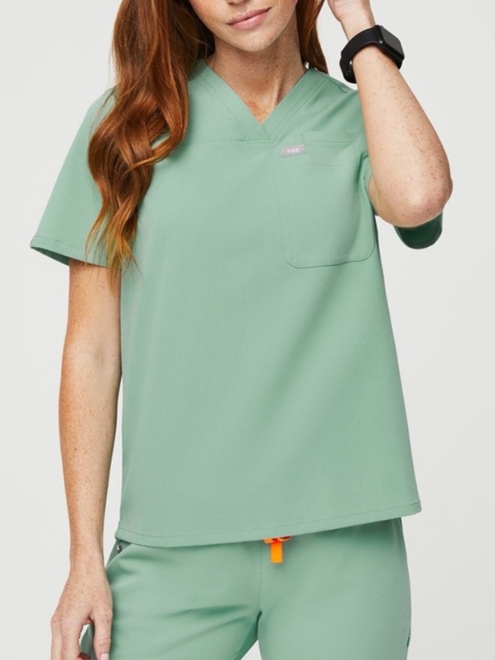 Figs Jade V-Neck Scrub Top - Sage
